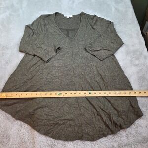 Green Envelope Sweater Women 1X Brown Green VNeck Made USA 3/4 Sleeve Super Soft